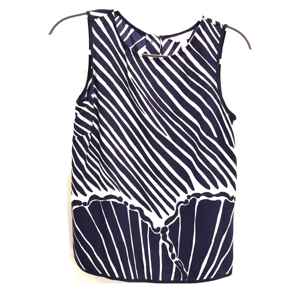 Lilly Pulitzer Navy and White Silk Blouse